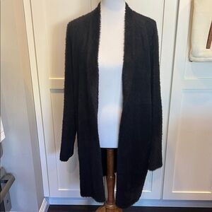 Banana Republic Black Fuzzy Cardigan Duster Sweater Size XL